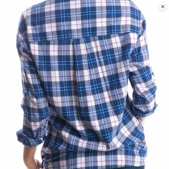 Lauren James plaid collared long sleeve button up shirt, blue white and red size - Picture 2 of 12
